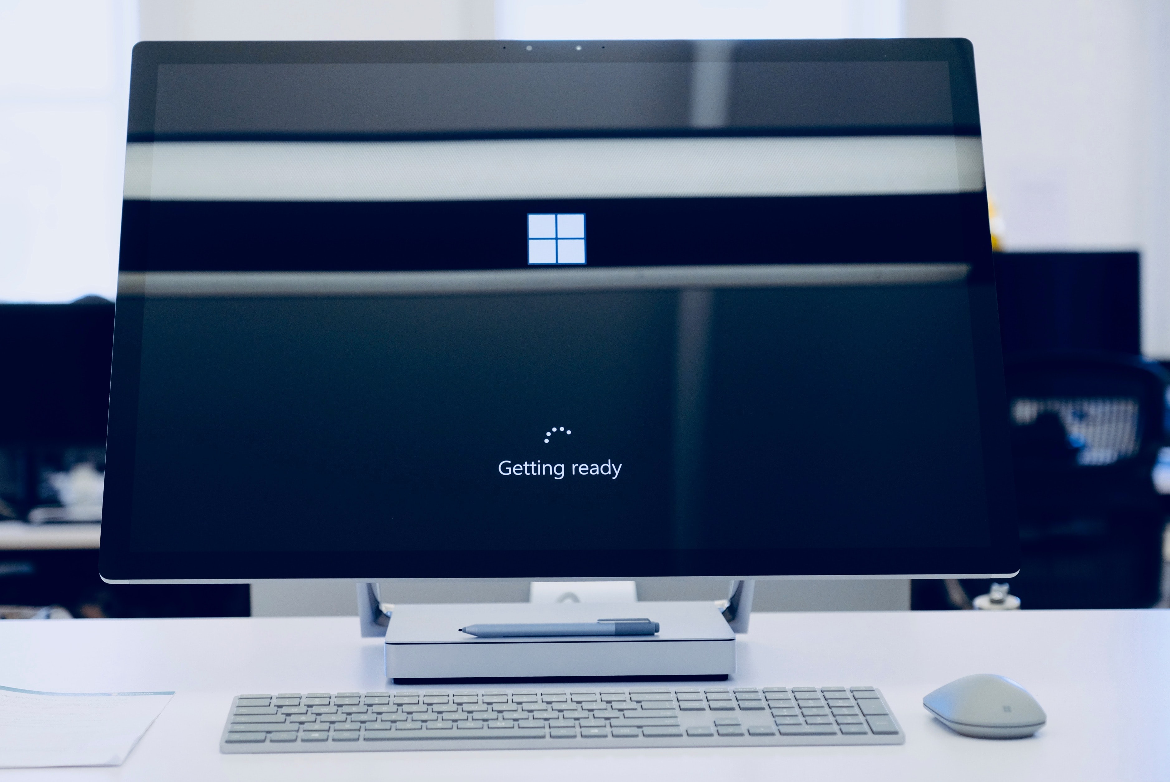 Windows 10 desktop computer booting up. Photo by Johny vino on Unsplash.
