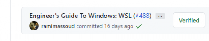 Git commit on GitHub showing verified badge